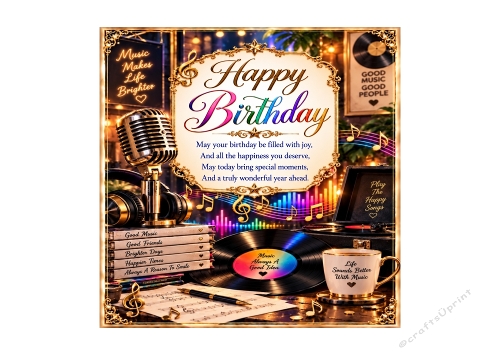 Request - Music And Birthday Magic 7 x 7 Birthday Card Topper