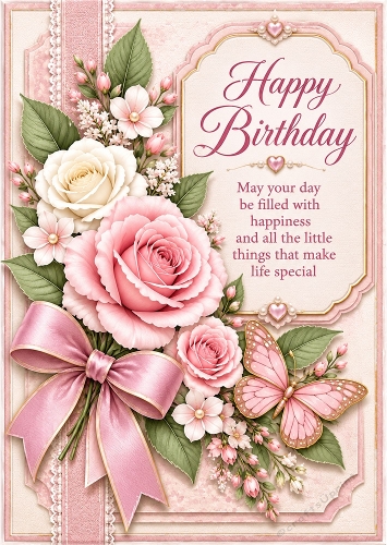 Rosewater Blush - A4 Portrait - Birthday Card Toppers