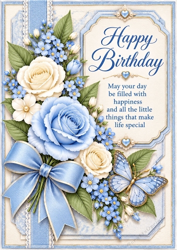 Forget-Me-Not - A4 Portrait - Birthday Card Topper