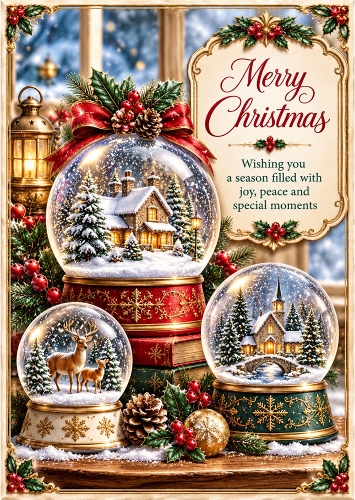 Winter Wonderland Globes - A4 Portrait - Birthday Card Topper