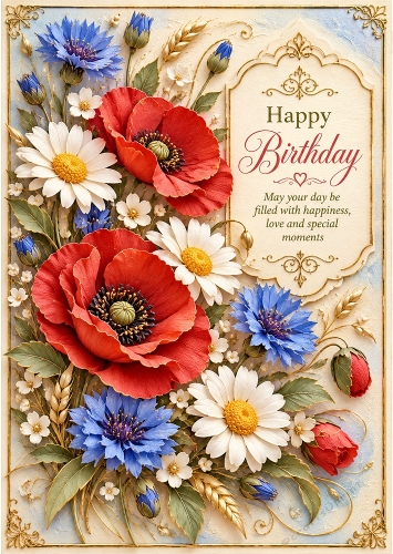 Wildflower Meadow - A4 Portrait - Birthday Card Topper