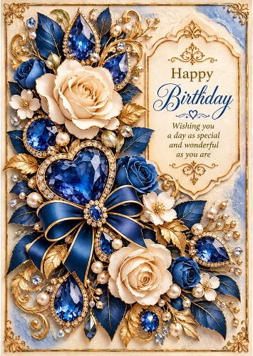Sapphire Dreams - A4 Portrait - Birthday Card Topper