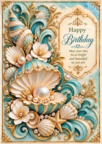 Pearl Reflections - A4 Portrait - Birthday Card Topper