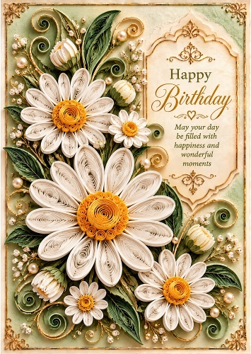 Daisy Delight - A4 Portrait - Quilled Look Card Topper