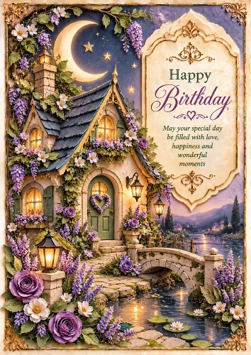 Moonlit Cottage - A4 Portrait - Card Topper