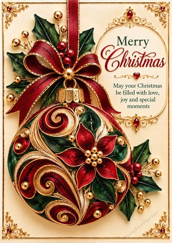 Gilded Noel - A4 Portrait - Birthday Quilled Look Card Topper