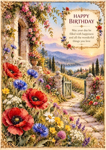 Wildflower Wishes  - A4 Portrait - Birthday Card Topper