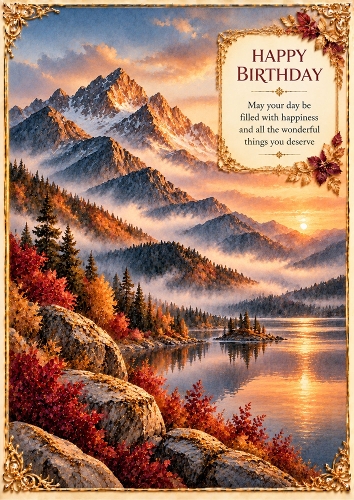 Copper Mountains - A4 Portrait - Birthday Card Topper
