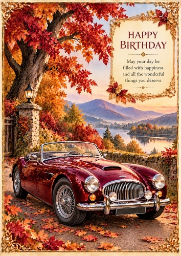 Burgundy Classic - A4 Portrait - Birthday Card Topper