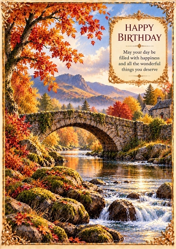 The Old Bridge - A4 Portrait - Birthday Card Topper