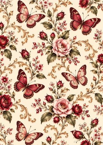 Burgundy Wings - A4 Portrait - Background Topper