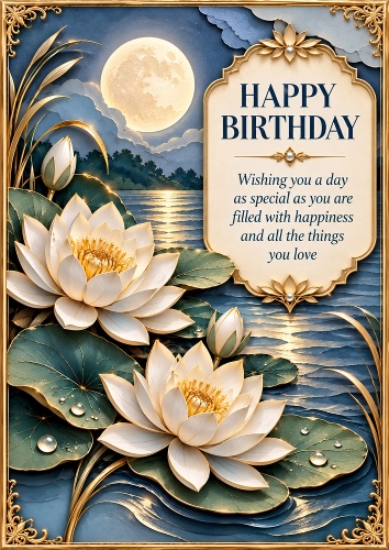 Moonlit Serenity - A4 Portrait - Birthday Card Topper