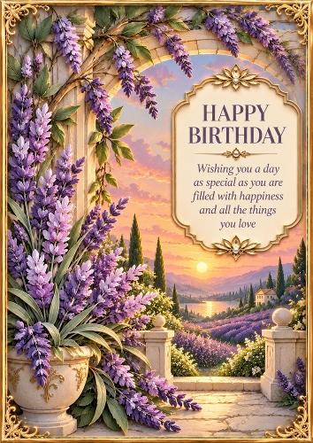 Lavender Dreams - A4 Portrait - Birthday Card Topper