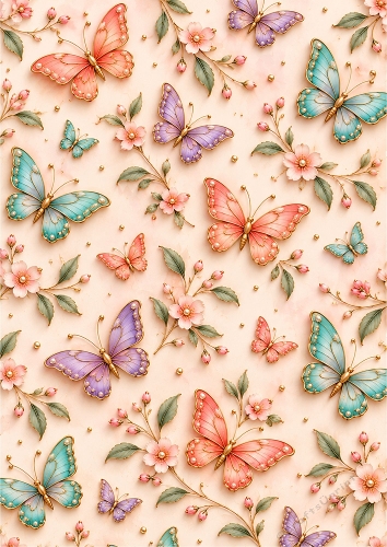 Butterfly Silk - A4 Portrait - Background Card Topper