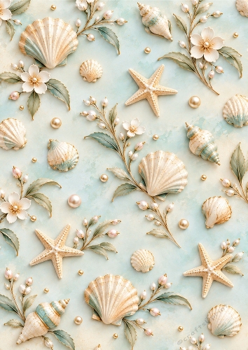 Coastal Pearl - A4 Portrait - Background Card Topper