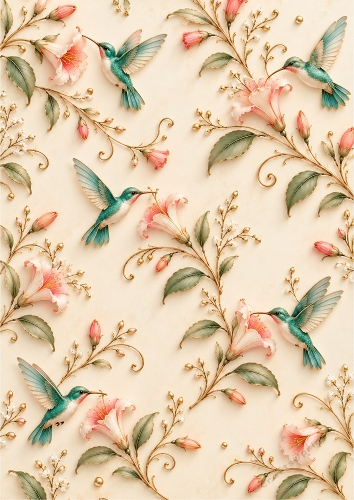 Hummingbird Silk - A4 Portrait - Background Card Topper