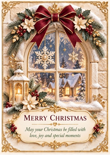 Frosted Window - A4 Portrait - Christmas Card Topper