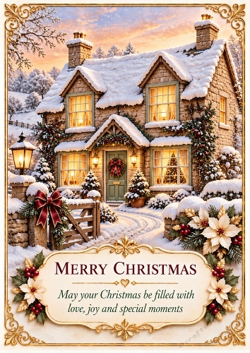 Farmhouse Christmas - A4 Portrait - Christmas Card Topper