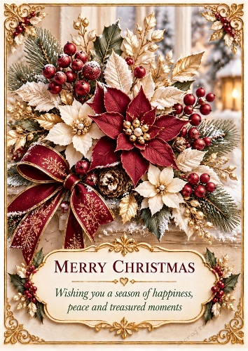 Winterberry Elegance - A4 Portrait - Christmas Card Topper