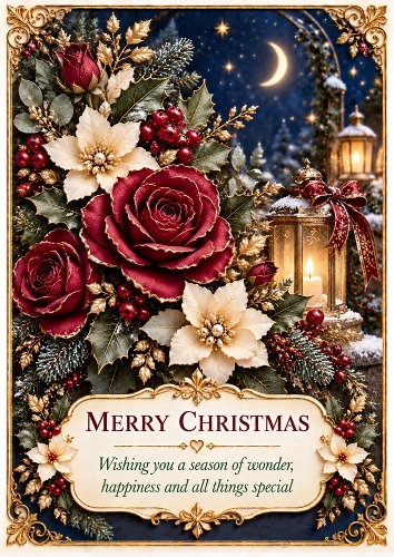 Midnight Christmas Garden - A4 Portrait - Christmas Card Topper