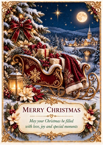 Midnight Sleigh Ride - A4 Portrait - Christmas Card Topper