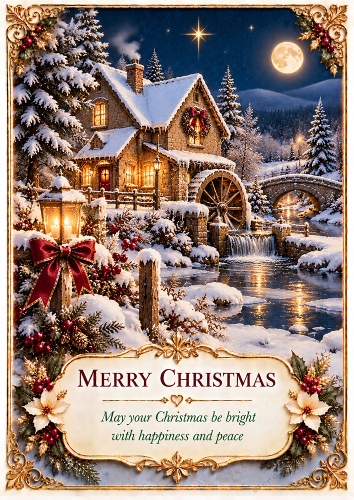 Christmas at the Old Mill - A4 Portrait - Christmas Card Topper