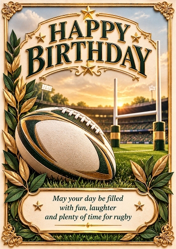 Rugby Mad - A4 Portrait - Birthday Card Topper