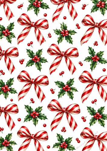 Candy Cane Bows - A4 Portrait - Background Card Topper