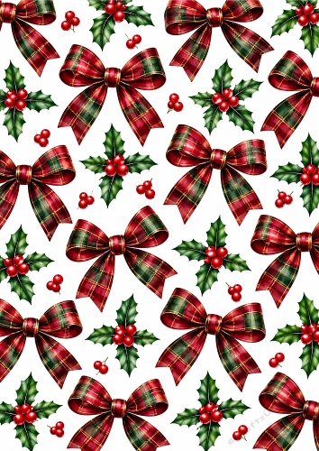 Festive Tartan Bows - A4 Portrait - Background Card Topper