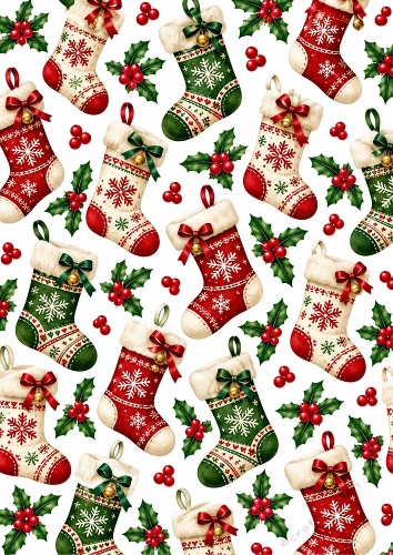 Christmas Stockings - A4 Portrait - Background Card Topper