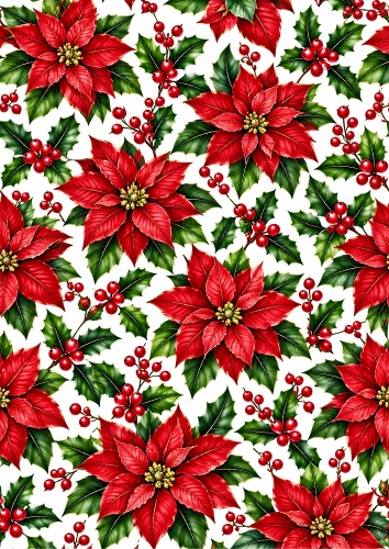 Red Poinsettia - A4 Portrait - Background Card Topper
