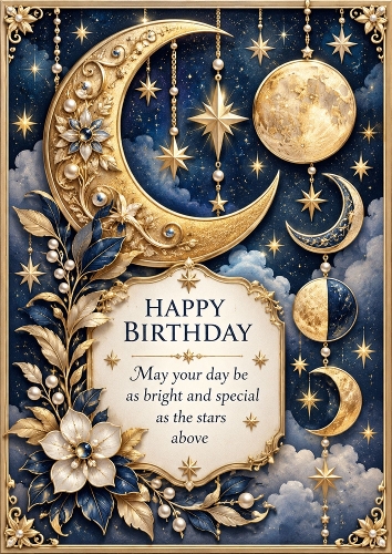 Moonlight Magic - A4 Portrait - Birthday Card Topper