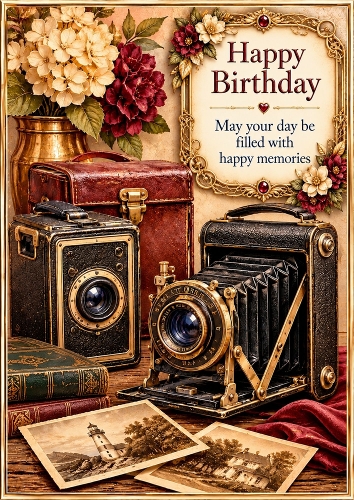 Golden Memories - A4 Portrait - Birthday Card Topper