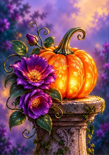 Pumpkin Glow - A4 Portrait - Card Topper