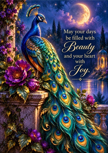 Midnight Peacock - A4 Portrait - Card Topper