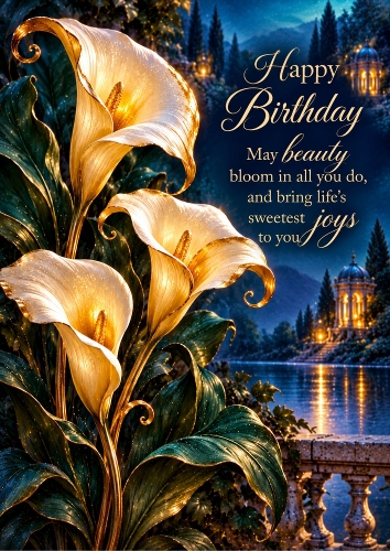 Golden Calla - A4 Portrait - Birthday Card Topper