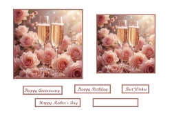 Pink Roses and Champagne Toppers.