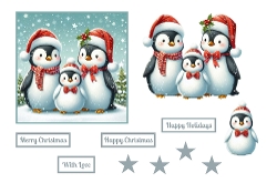Christmas Penguin Family Step By Steps.