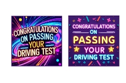 Congratulations On Passing Your Driving Test, In Neon Toppers.