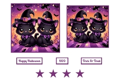 Cute Cats Halloween Toppers.