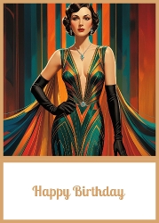 Art Deco Birthday. 5 X 7 Card Front.