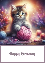Cute Kitten Playing 5 X 7 Card Front.