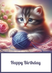 Cute Kitten Playing 5 X 7 Card Front.