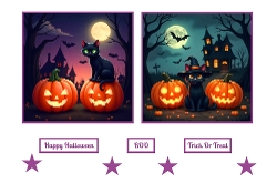 Pumpkins And Black Cats Toppers.
