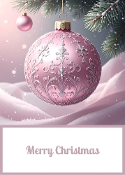 Pink Bauble 5 X 7 Card Front.