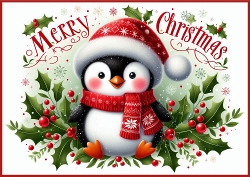 Merry Christmas Cute Penguin..