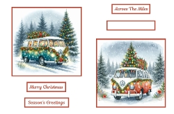 2 x 7 x 7 Christmas VW Camper Vans Toppers.