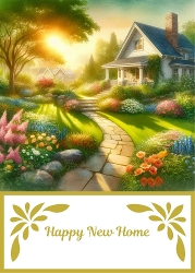 5 X 7 House And Garden With A Sunset Theme Card Front.
