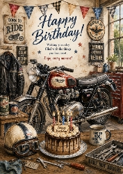 Vintage Motorbike Birthday A4 Portrait Topper