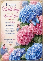 Hydrangea Wishes Birthday A4 Portrait Topper